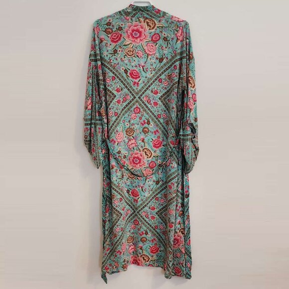 Spell & The Gypsy Babushka Turquoise Maxi Kimono Robe OS b225e - Picture 8 of 13